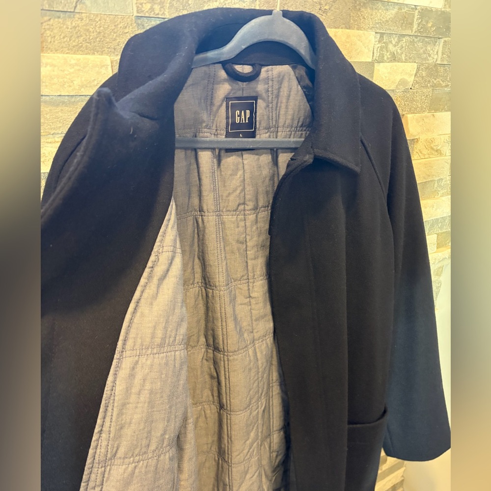 GAP Men's Wool Mac Pea Coat - Wool Blend - Navy Blue - Picture 3 of 4